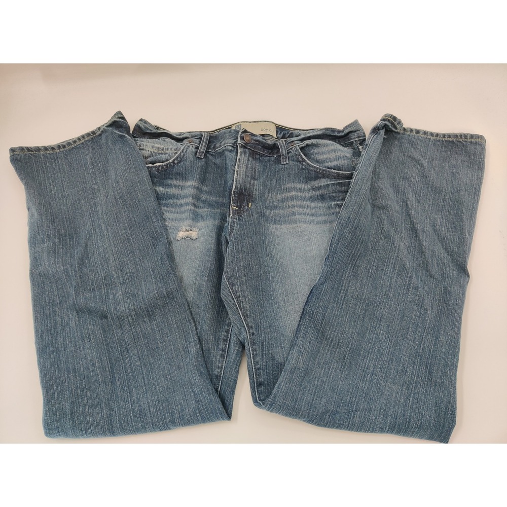 GAP Boy Cut Womens Jeans Size 12 Distressed Denim‎ Low Rise Boot Cut